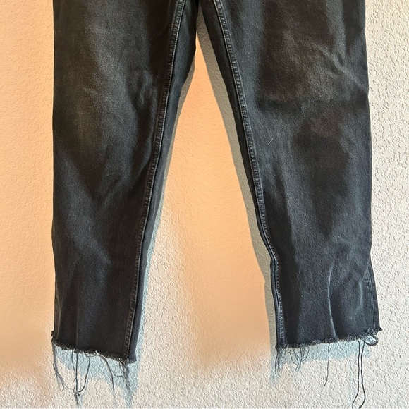 Women’s Re/Done High Rise 70s Stovepipe Jeans 31 Aged Black Button Fly Raw Hem - Picture 7 of 12